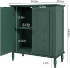 ARTPOWER Sideboard Buffet Cabinet with Storage, Retro Wood Accent Cabinet with 2 Doors, Credenza with Adjustable Shelves for Living Room, Dining Room, Entryway, Green