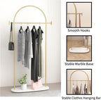 Modern Gold Coat Racks with Marble Base, Gold Clothing Racks with Shelves, Heavy Duty Clothes Rack Stand for Entryway, Bedroom, Living Room, Boutiques