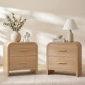 Night Stand Set of 2 [Unique Curved Profile] [FSC-Certified Wooden Board] 2-Drawer Nightstand 24" H Metal Handle Modern Sturdy Bedside Table Side Table End Table