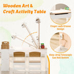 Kids Art Table and Chair Set with 2 Chair & Bins, 44" L x 24" W, Natural | Large Storage Kids Activity Desk, Toddler Craft Table and Chairs Set with Paper Roll for Playrooms & Classroom
