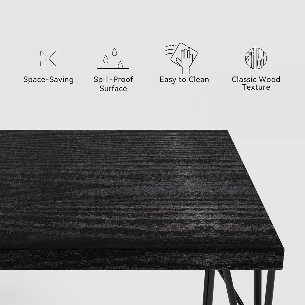 5-Piece Dining Table Set for 4, Kitchen Table Set with 1.6" Thick Tabletop,Space-Saving Rectangular Dining Room Kitchen Table Chair Set for Small Space,Dinette,Apartment,Rustic Black