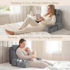 ENITYA Back Pillow for Bed Sitting Up,Reading Pillow with Armrests & Big Pockets for Adults,Upright Pillow for Resting,Watching TV,Nursing,Recovery,Gaming,Grey