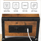 HOOBRO End Table with Charging Station, Small Side Table with Magazine Holder, Nightstand Bedside Table, 3-Tier Storage Shelf for Small Space, Living Room, Bedroom,Rustic Brown and Black BF412UBZ01