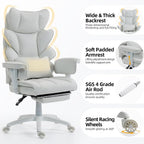 Office Chair,Executive Ergonomic Office Chair with Pocket Spring Cushion, High Back Computer Gaming Chair with Adjustable Armrests, Lumbar Support, Footrest, Executive Chair- White PU Leather
