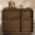 Nightstand with 2 Storage Drawer, Wooden Bed End Side Table Cabinet, Small Dresser, Bedside Furniture, Leather Finish, for Bedroom/Living Room(Brown,50x40x50cm)