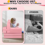 Unicorn Kids Sofa Bed with Removable Washable Cover & Hook and Loop Backrest – Foldable Toddler Chair, Cozy Crystal Velvet Furniture for Playtime, Naps & Travel (Pink, Unicorn Design)