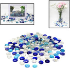 TSY TOOL 3 Lb (300PCS) Flat Glass Marbles Blue, Clear Mixed Color Glass Gems Pebbles Stones Marbles Vase Filler Accents and Crafting Aquarium Decor