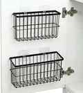 FAMNONE 2 Pack Adhesive Cabinet Door Organizer – 5.9” Deep Lid Organizer for Cabinet, No Drill Wall Mounted Storage Box for Pantry Door, Kitchen & Bathroom Space Saving Organizer