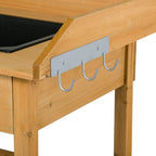48" Wooden Outdoor Indoor Planting Gardening Garden Potting Bench Workbench Workstation Table Removable Sink Drawer 2 Tiers Storage Shelves Rack Open Shelf 3 Side Hooks Gardening Supplies Tools Storag