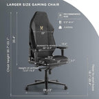 Large Ergonomic Gaming Chair, Big & Tall Computer Chair with 4D Armrests, Magnetic Headrest, Adjustable Lumbar Support, Reclining Office Chair for Home & Gaming Room, Fabric Grey