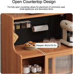 Cabinet with Doors Storage & Adjustable Shelves, Farmhouse Kitchen Pantry, Pantry Cabinet, Freestanding Kitchen Cupboard, for Coffee Bar, Dining Room, Table Top-Retro(Black,80cm/31.4in)