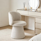 Swivel Dining Chair Set of 1, Modern Chenille Upholstered Boucle Swivel Barrel Chair, Comfy Fabric Accent Side Chairs for Kitchen Dining Living Vanity Room Bedroom, Beige