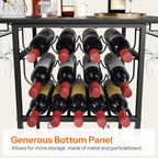 HOOBRO 5-Tier Wine Rack with Glass Holder, Wine Storage Freestanding Floor, Versatile Corner Liquor Cabinet, Alcohol Bottle Display Shelf for Home Bar, Kitchen, Living Room, Black BB68JJ01