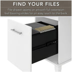 Bush Home Somerset 72W 3 Position Sit to Stand L Shaped Desk with Hutch and File Cabinet in White