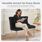 Velvet Double Dining Loveseat Bench with Wing Back, Tufted Upholstered 2-Seat Design,Silver Stainless Steel Legs, Modern Mid-Century Accent Seating for Dining Room, Kitchen, or Entryway (Black)