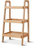 100% Solid Wood 3-Tier Ladder Shelf, Small Bookcase, Storage End Table, Open Display Stand for Living Room, Bedroom, Kitchen, Bathroom (Original Wood Color)