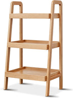100% Solid Wood 3-Tier Ladder Shelf, Small Bookcase, Storage End Table, Open Display Stand for Living Room, Bedroom, Kitchen, Bathroom (Original Wood Color)