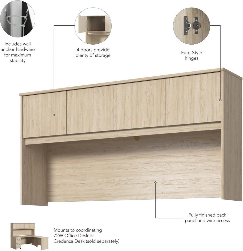 Bush Business Furniture Studio C 72W Desk Hutch in Natural Elm, Storage for Home or Professional Office
