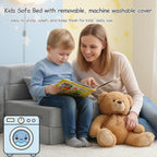Tiita Kids Floor Mattress for Toddler, Child Fold Up Sofa Couch Convertible Futon Folding Chair with Storage Bag for Kids, Plush Grey