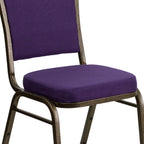 Flash Furniture 4 Pack HERCULES Series Crown Back Stacking Banquet Chair in Purple Fabric - Gold Vein Frame