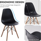 5-Piece 35.5" Round Dining Table Set, Small Kitchen Table Chairs Set of 4 Plastic Seats, Solid Wood Legs, Space Saving Furniture for Living Room Apartment Office Home, Black