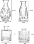 Glass Bud Vases Set of 4, 4 Sizes of Small Flower Vase for Party or Home Table Decorations