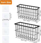 FAMNONE 2 Pack Adhesive Cabinet Door Organizer – 5.9” Deep Lid Organizer for Cabinet, No Drill Wall Mounted Storage Box for Pantry Door, Kitchen & Bathroom Space Saving Organizer