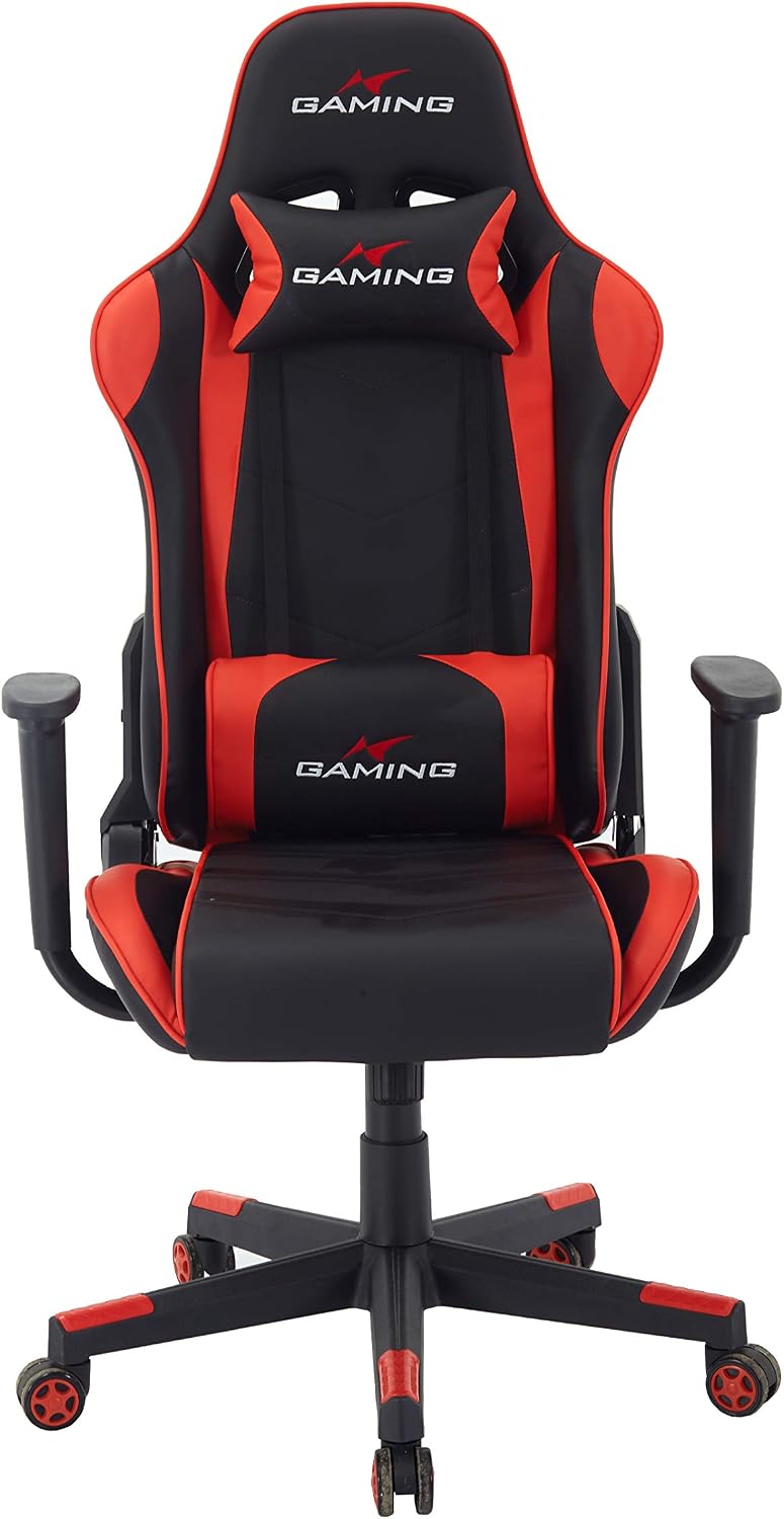 Brage Living Swivel Gaming Chair Ergonomic High-Back Racing Style PU Leather Office Chair with Headrest and Lumbar Support and Adjustable Armrest (Galaxy - Black/Red)