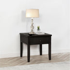 Sutter, End Table, Side Table, Java Pine Veneer Accent Table, Square Living Room Table with 1 Drawer, Planked Top, 24 Inches Wide