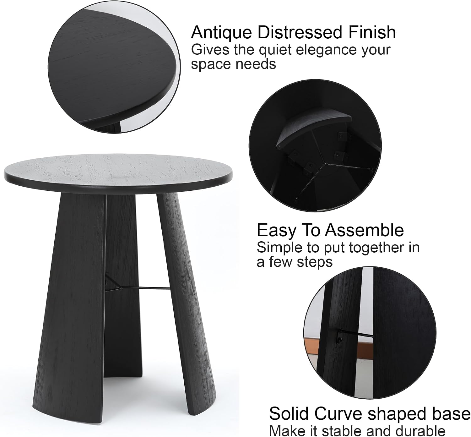 Round Coffee Table for Living Room,18" Modern Small Bentwood Night Stand End Table with Storage,Side Table for Apartment