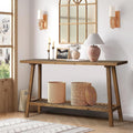 HOKYHOKY Reclaimed Solid Wood Console Table, 59" Farmhouse Entryway Tables | Long Rectangular Couch Table Behind Sofa, 2 Tiers Accent Tables, Hallway, Entrance, Foyer, Living Room