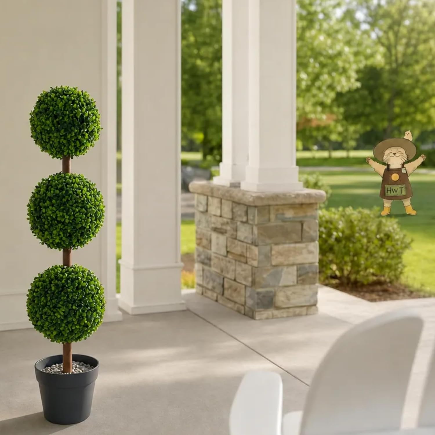DIY 3ft Realistic Artificial Boxwood Triple Ball Topiary Tree with Pot, 2026 Series UV Resistant Faux Topiary Plant for Indoor Outdoor Front Porch, Patio, Balcony, Office, Yard and Farmhouse Decor