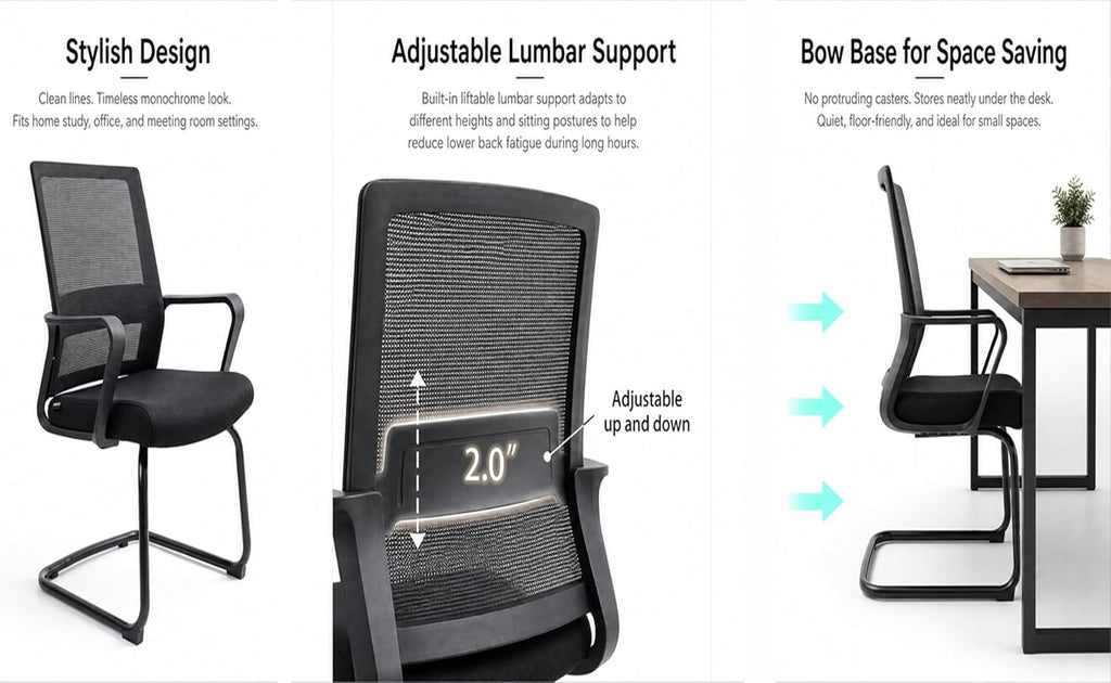 Office Guest Chairs Mid Back Reception Chairs Set of 4 Computer Side Chair with Lumbar Support for Home Waiting Area Conference Room Bedroom Carpet