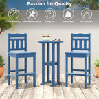Sundale Outdoor Tall Adirondack Bar Chair Set of 4, HDPE Patio Stools with Backrest, 27.5 Inch Seat Height Tall Bistro Dining Counter Stool, All-Weather Pub Height Chair (Blue, 4 Bar Stools)