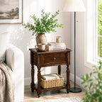 YUNMUARY-Solid Wood Nightstand,Entryway Table with Storage,Side Tables with Drawers,17.7" W x 21.7" H Small End Table Living Room,Farmhouse End Table for Bedroom,Fully Assembly.