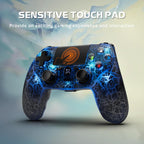 Boowen Wireless Controller for PS4, Controller Compatible with PS4/Pro/Slim,Double Shock 6-Axis Motion Sensor, Sensitive Touch Pad, Built-in Speaker & Stereo Headphone Jack (Black Crack RGB Light)