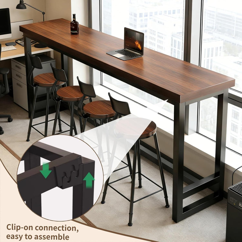 41 Inch Narrow Bar Table with Solid Wood Top - Tall Counter Height Dining Bar Table on Metal Frame, Saving Pub Table for Kitchen,Living Room,Behind Couch or Coffee Shop(Chair Not Included)
