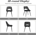 HENGJIANYI Modern Dining Chairs Set of 2, Armless Kitchen Chairs with Hollowed-Out Plastic Back, Upholstered Dining Room Chair with Metal Legs, Black
