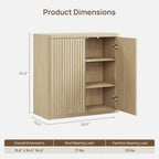 SICOTAS Buffet Cabinet with Storage Sideboard Accent Modern Credenza with Doors & Shelves Fluted 34.6" Tall Media Console Mid Century Coffee Bar Table for Living Room Kitchen Dining Room Hallway