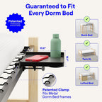 BedShelfie Bedside Shelf for Dorm Room - Dorm Essential 2.0, Black | Bunk Bed & Top Bunk, College Dorm Room Essentials, Bedside Caddy, Clip on Floating Tray, Bed Side Table, Loft Nightstand