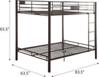 Sandy Black Double Queen Bunk Bed with Built in Ladder