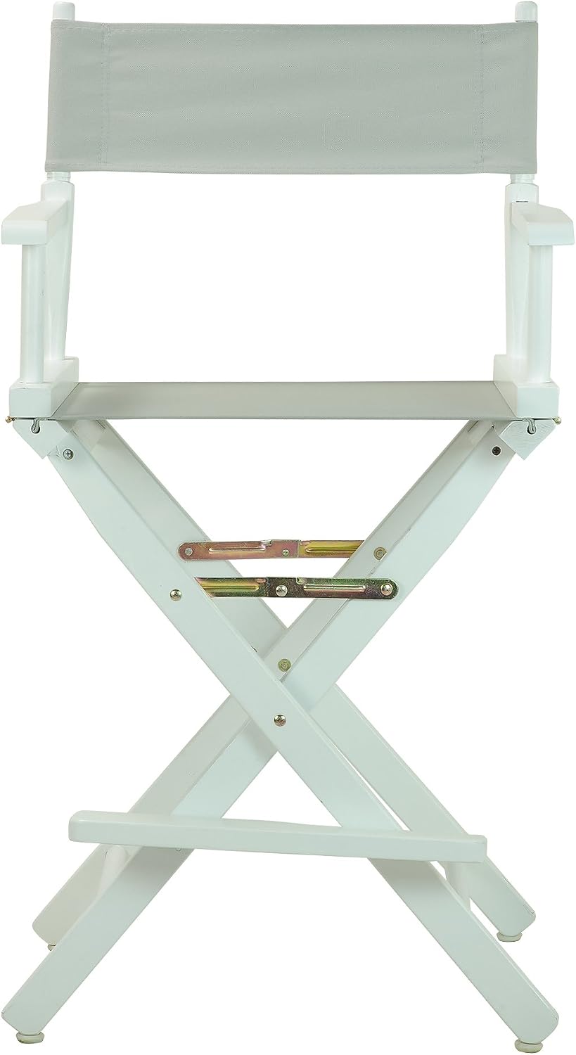 Casual Home 24" Director's Chair White Frame with Grey Canvas, Counter Height