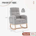 Modern Nursery Rocking Chair,Teddy Upholstered Glider with 26" High Backrest, Padded Seat for Living Room, Bedroom, Reading