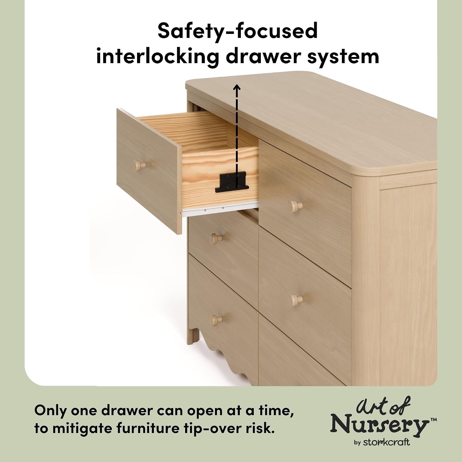 Storkcraft Casablanca 6 Drawer Dresser, Driftwood | GREENGUARD Gold Certified, Wood Dresser for Bedroom, Kids & Nursery Storage Chest, Safety Interlocking Drawers, Kids Bedroom