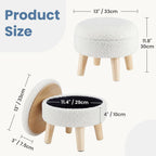 DUMOS Round Storage Ottoman with Reversible Tray Lid, Multi-Functional Footrest, Teddy Velvet Footstool with Wood Legs, Small Coffee Table for Living Room, Bedroom, Beige