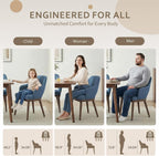 MALOL Wooden Dining Chairs Set of 2, Modern Fabric Upholstered Dining Room Chair, Kitchen Side Chairs, Farmhouse Dinner Chair with Open Back for Kitchen, Blue