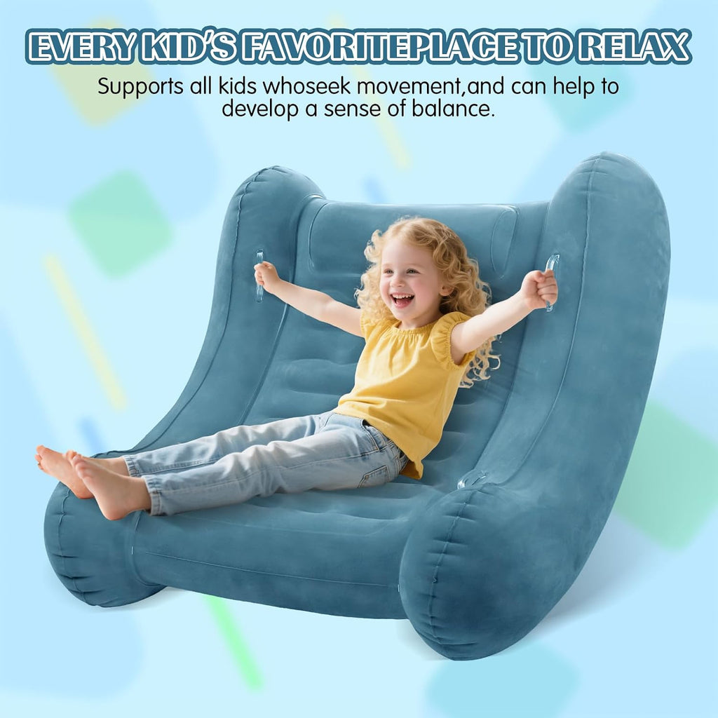 Sensory Rocker Chair for Kids, 55” x 55” x 46” Air Cloud Rocker, Inflatable Sensory Chair for Autistic ADHD Child, Indoor/Outdoor Toddler Rocking Chair