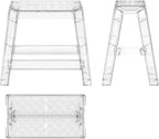 Clear Acrylic-Style Folding Stool, Portable Lightweight Folding Seat, Compact Space Saving Stool for Bathroom, Vanity, Bedroom, Closet & Small Spaces(Transparent)