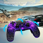 Boowen Wireless Controller for PS4, Controller Compatible with PS4/Pro/Slim,Double Shock 6-Axis Motion Sensor, Sensitive Touch Pad, Built-in Speaker & Stereo Headphone Jack (Black Crack RGB Light)