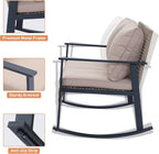 GDY Outdoor Wicker Loveseat Rocking Chair, Patio Outdoor Furniture Conversation Sets, Rattan Rocker Chair with Cushions, Modern Cozy Rocking Wicker Furniture for Garden, Porch, Poolside & Deck, Khaki.